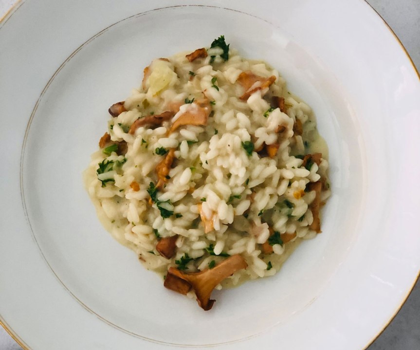 Kantarellirisotto helppo, nopea ja niin&nbsp;herkullinen